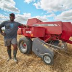 The Massey Ferguson 1840 small square baler in action on Ralph’s farm.